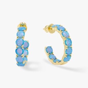 Melinda Maria Blue Opal Hoop Earrings in Gold